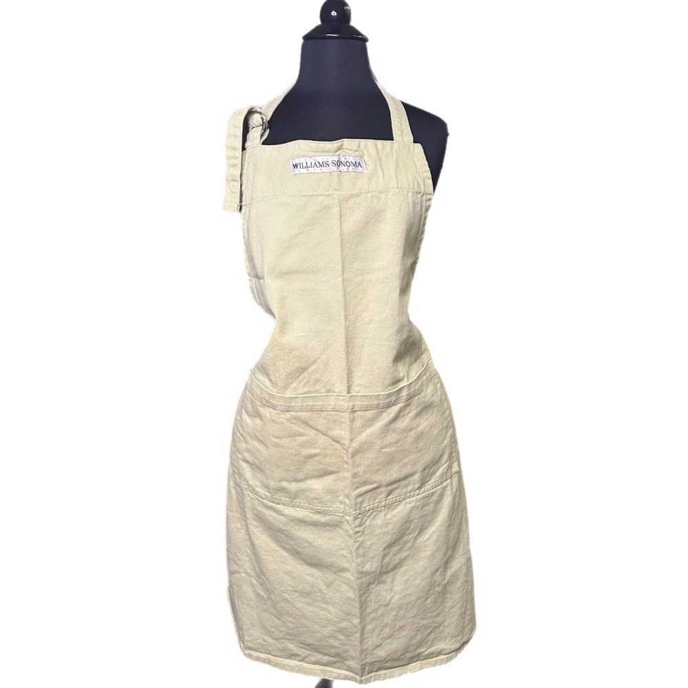 Williams Sonoma Cotton Apron in Light Olive Green